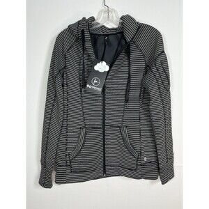 90 Degree by Reflex Sz M Women Full-Zip Fleece Line Hoodie Jacket Stripes NWT